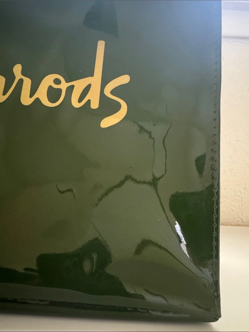 Harrods Green Vinyl Small Shopper Bag NWT